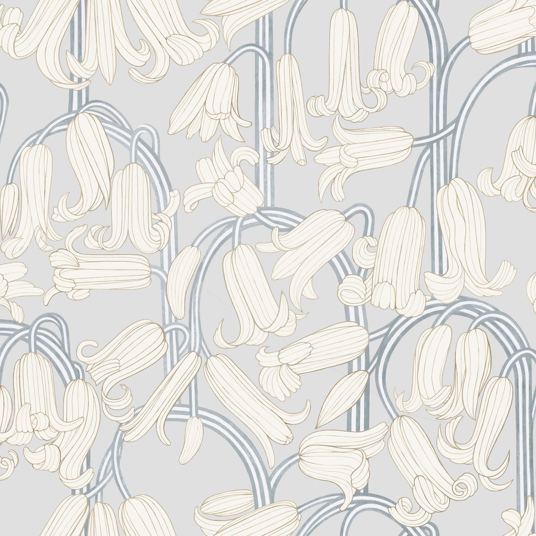 Bluebells Wallpaper - Grey - Summer Gray
