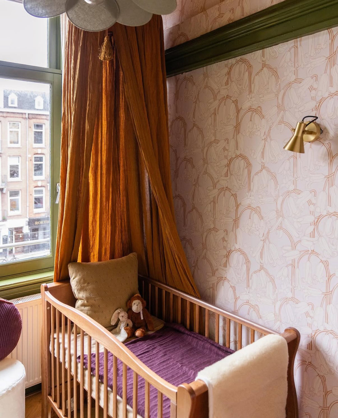 Bluebells Wallpaper - Pink & Cream - Summer Gray
