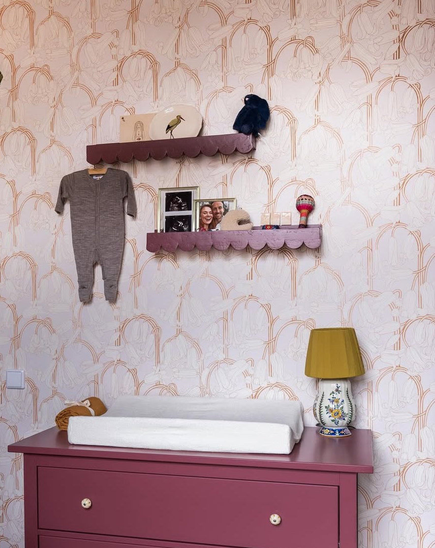 Bluebells Wallpaper - Pink & Cream - Summer Gray

