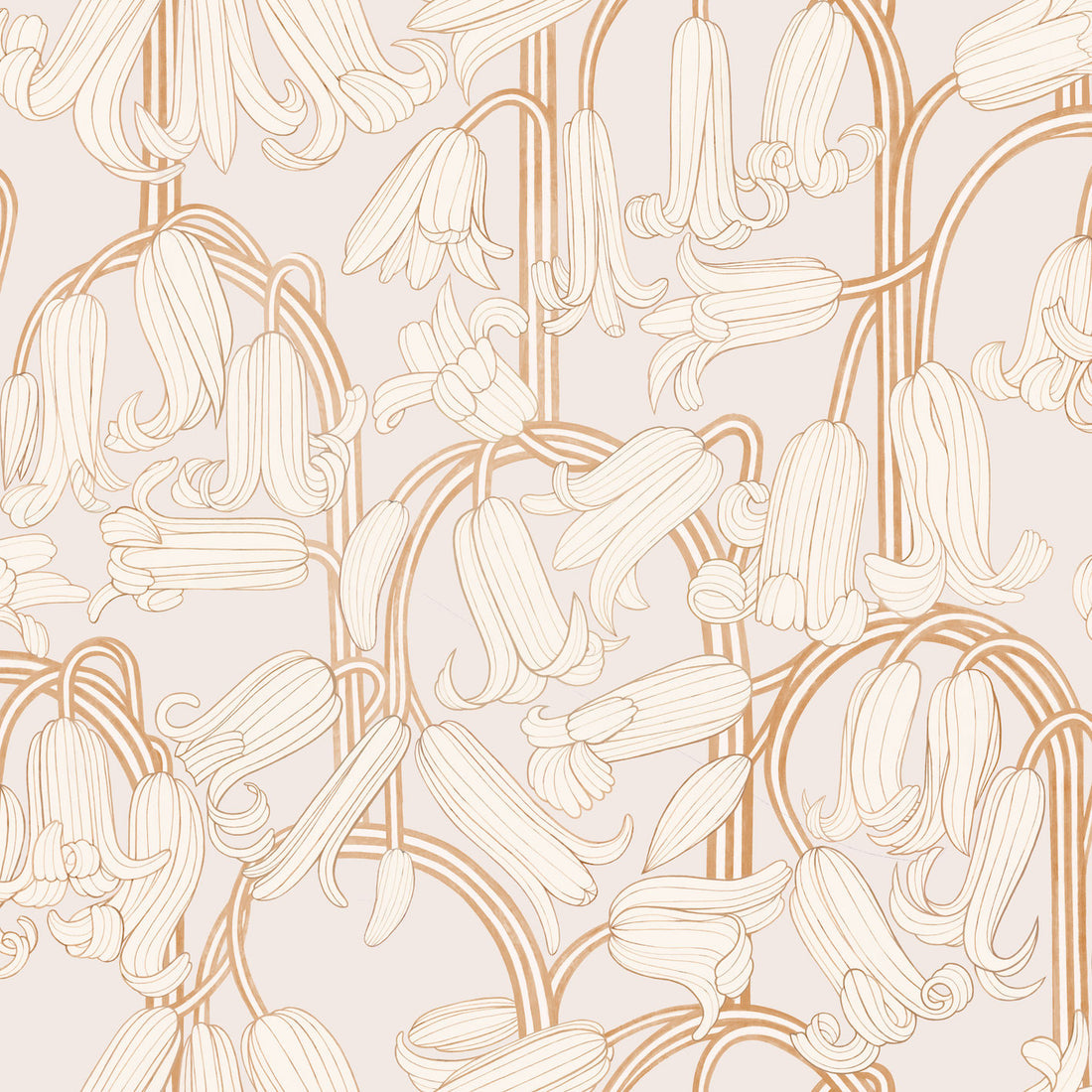 Bluebells Wallpaper - Pink & Cream - Summer Gray
