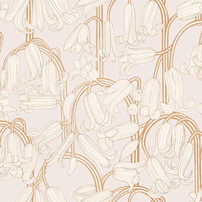 Bluebells Wallpaper - Pink & Cream - Summer Gray
