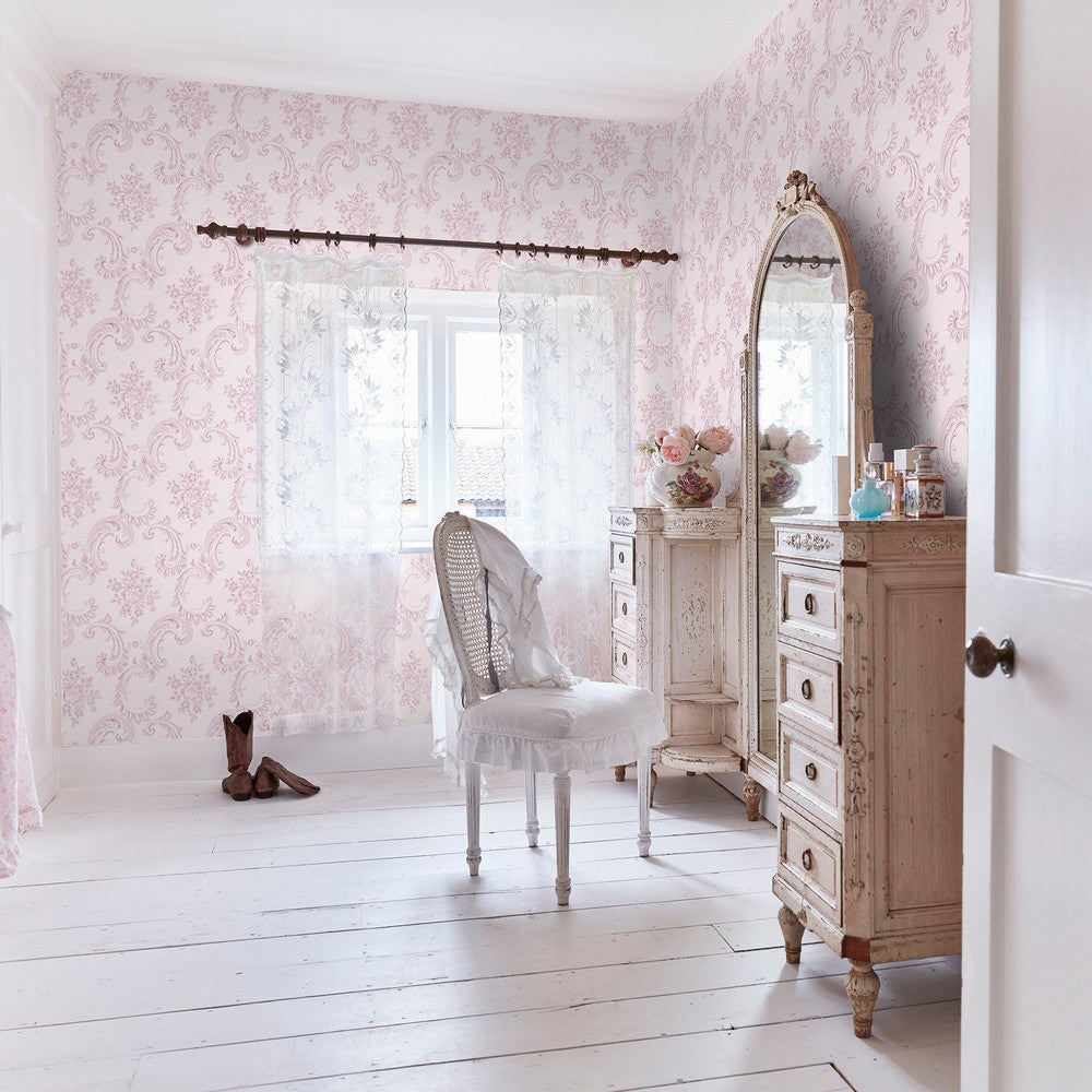 Boudoir Beauty Wallpaper - Pink - Shabby Chic