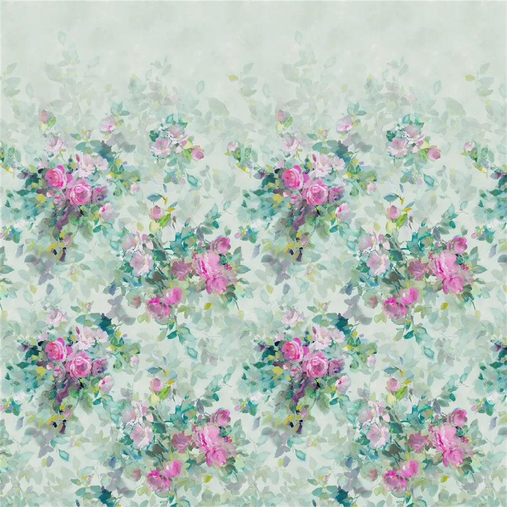 Bouquet De Roses Wallpaper - Celadon - PDG1173/01 - Designers Guild