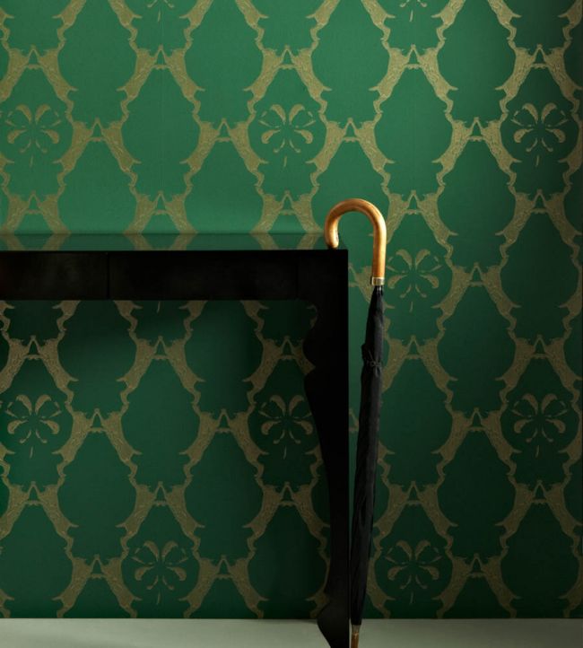 Boxing Hares Wallpaper - Billiard Green - BG0400 - 101 - Barneby Gates
