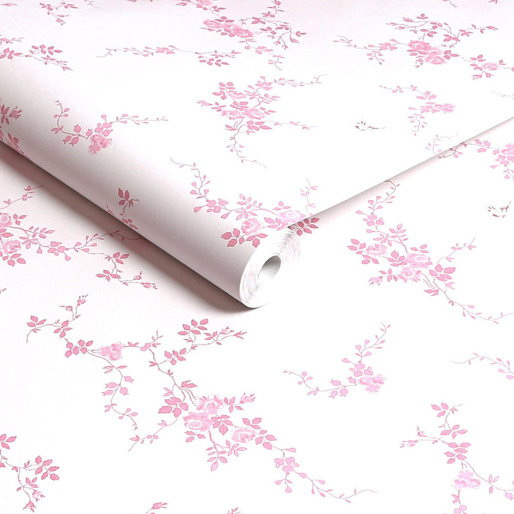 Butterflies Wallpaper - Pink - Shabby Chic