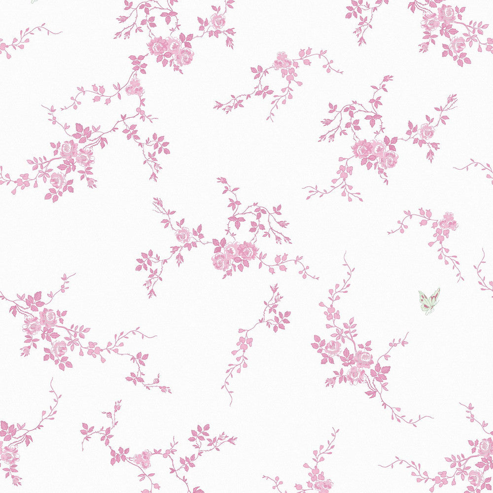 Butterflies Wallpaper - Pink - Shabby Chic