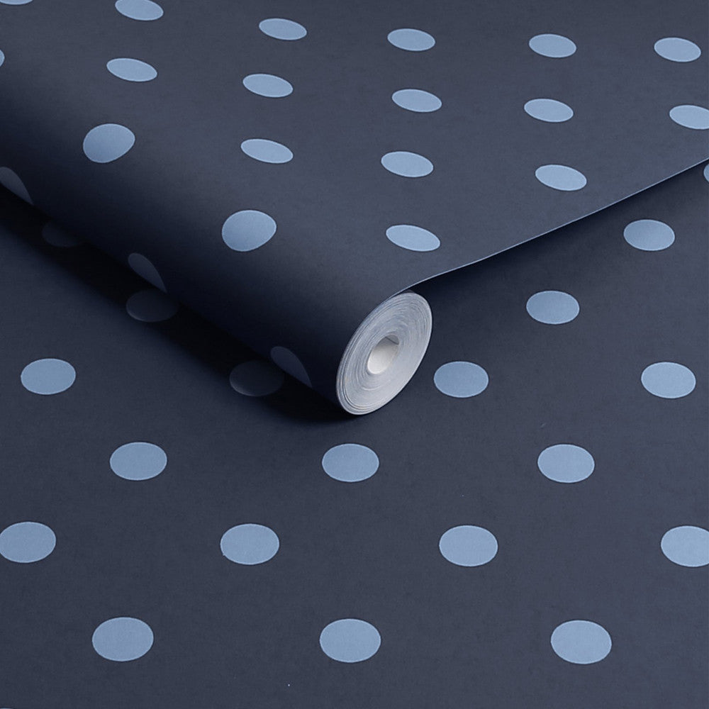 Button Spot Wallpaper - Navy - 125523 - Cath Kidston