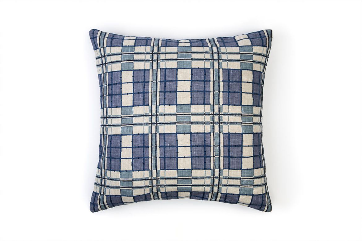 Plaid Indigo Cushion