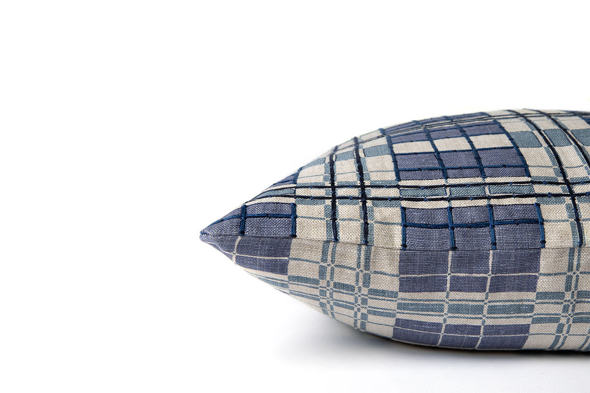 Plaid Indigo Side Cushion