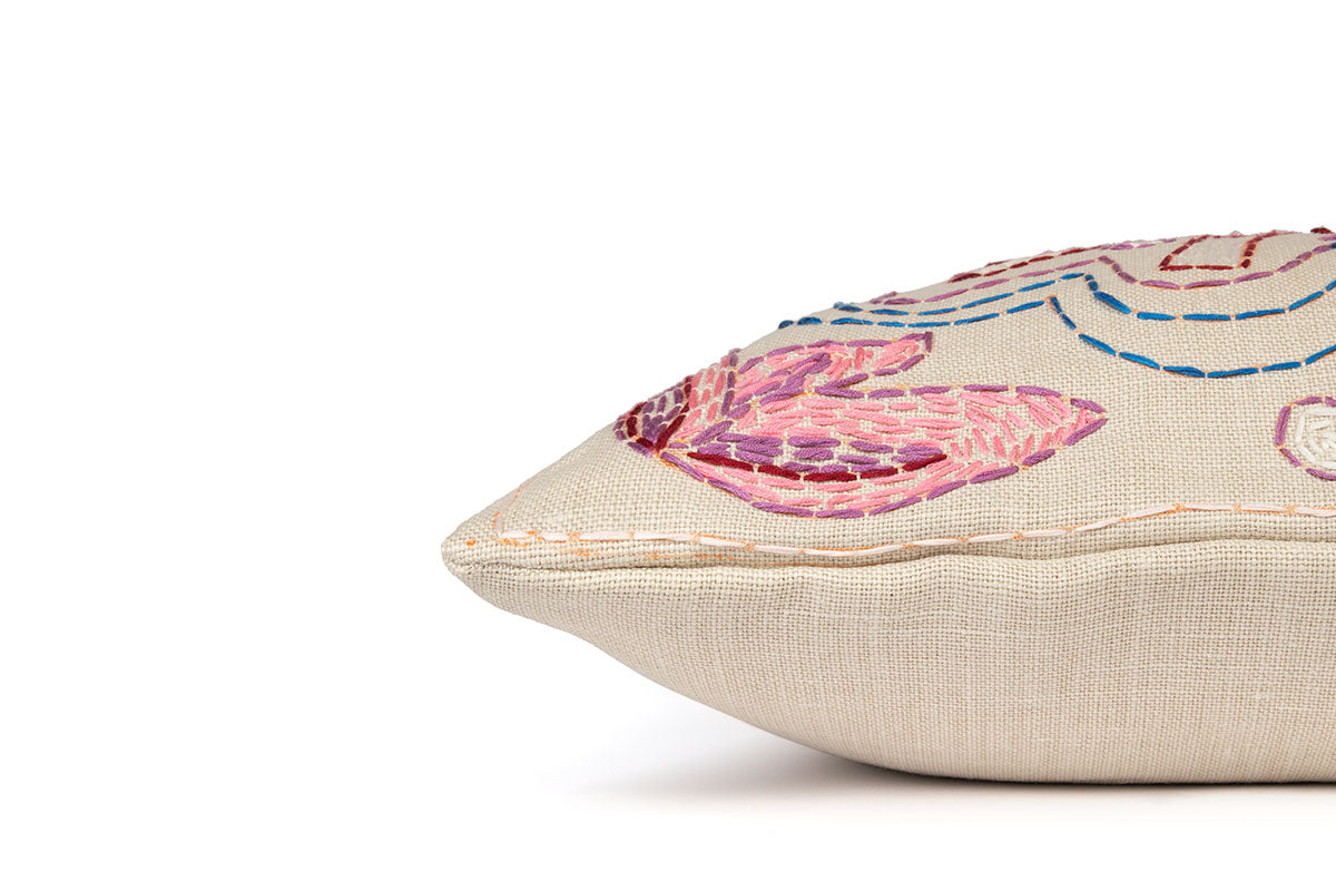 Refugee Craft Group White Cosmos Side Cushion