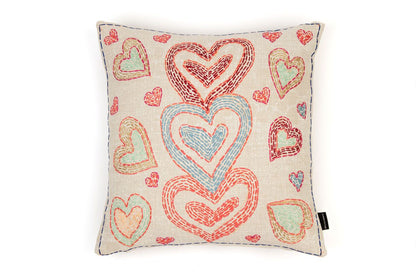 Refugee Craft Group Hearts Cushion