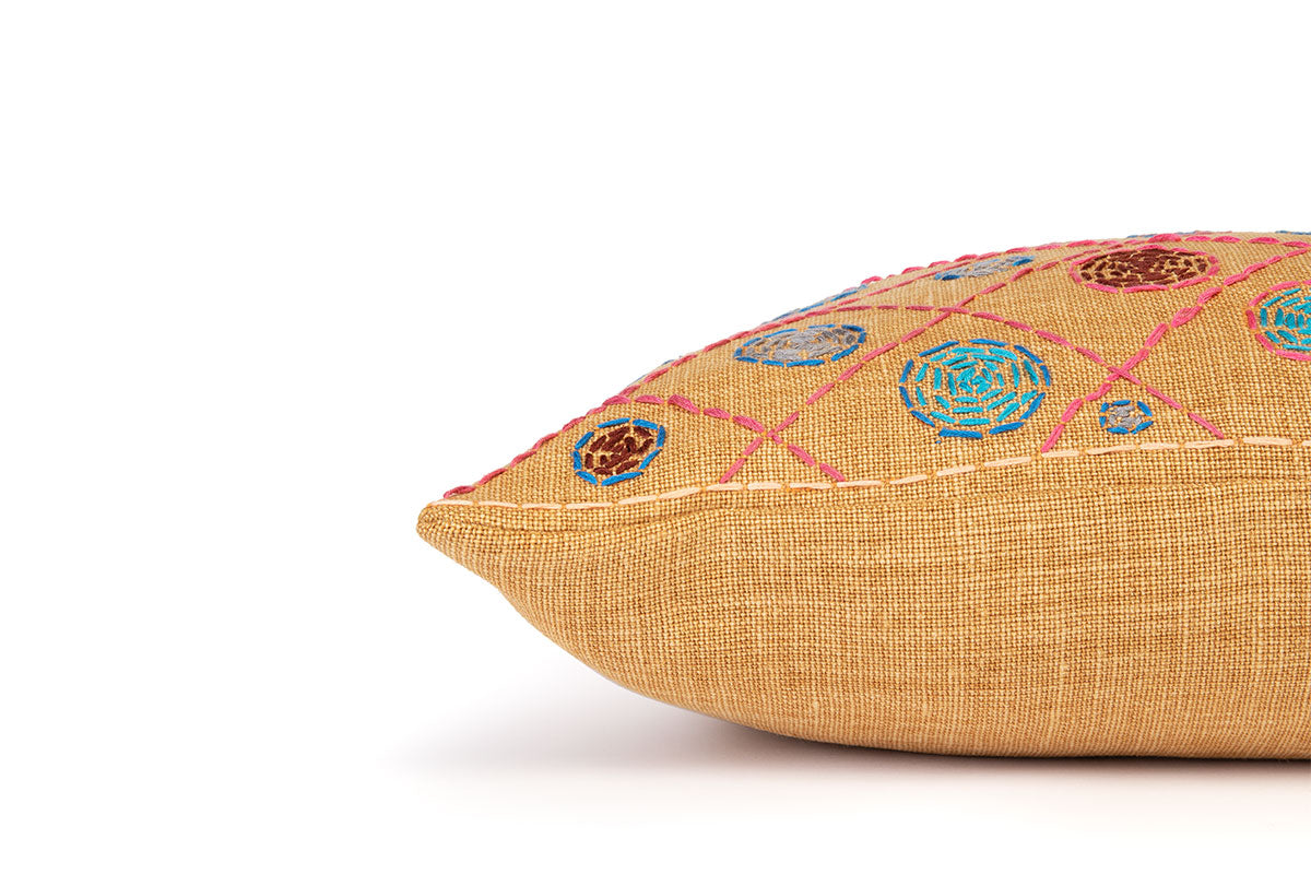 Refugee Craft Group Circles Grid Side Cushion