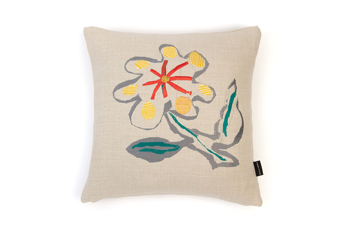 A Pair of Alice Kettle Yellow Marigold Cushions