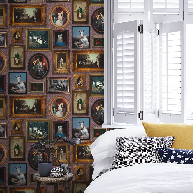 At The Art Gallery Wallpaper - Burgundy - The Graduate Collection