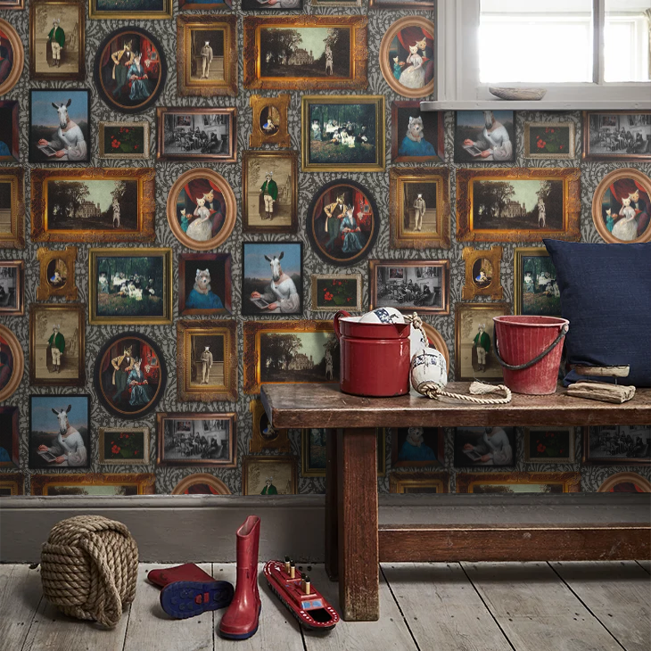 At The Art Gallery Wallpaper - Charcoal Grey - The Graduate Collection