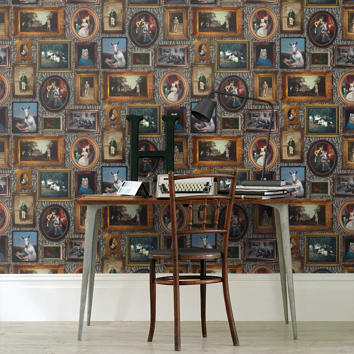 At The Art Gallery Wallpaper - Charcoal Grey - The Graduate Collection