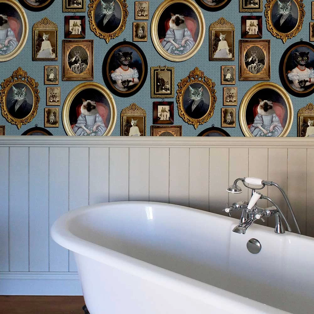 A Cavalcade Of Cats Wallpaper - Blue - The Graduate Collection