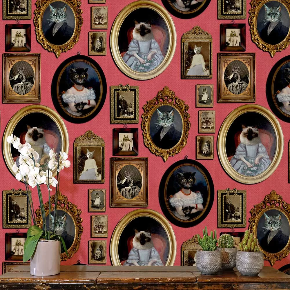 A Cavalcade Of Cats Wallpaper - Red - The Graduate Collection