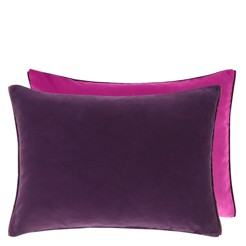 Cassia Aubergine & Magenta Velvet Cushion - Designers Guild