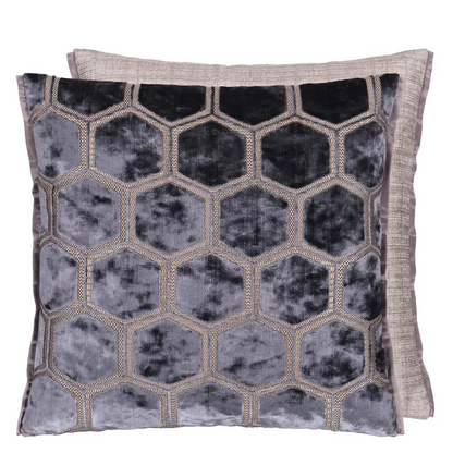 Manipur Graphite Velvet Cushion - Designers Guild