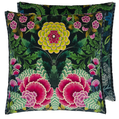 Brocart Decoratif Velours Noir Cushion - Designers Guild