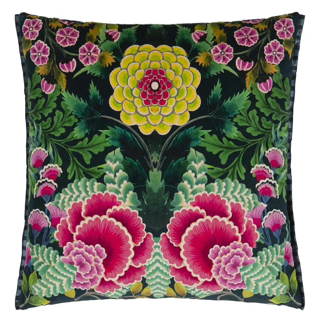 Brocart Decoratif Velours Noir Cushion - Designers Guild