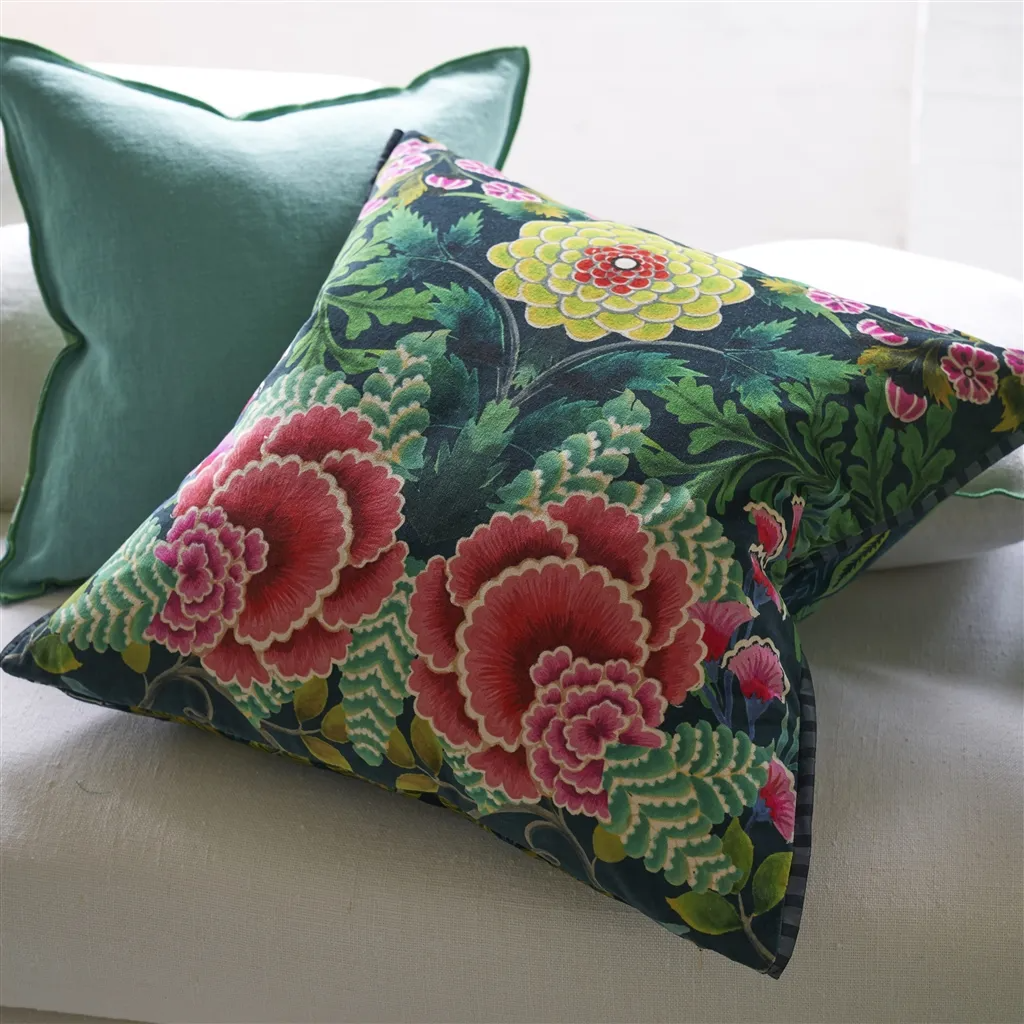 Brocart Decoratif Velours Noir Cushion - Designers Guild