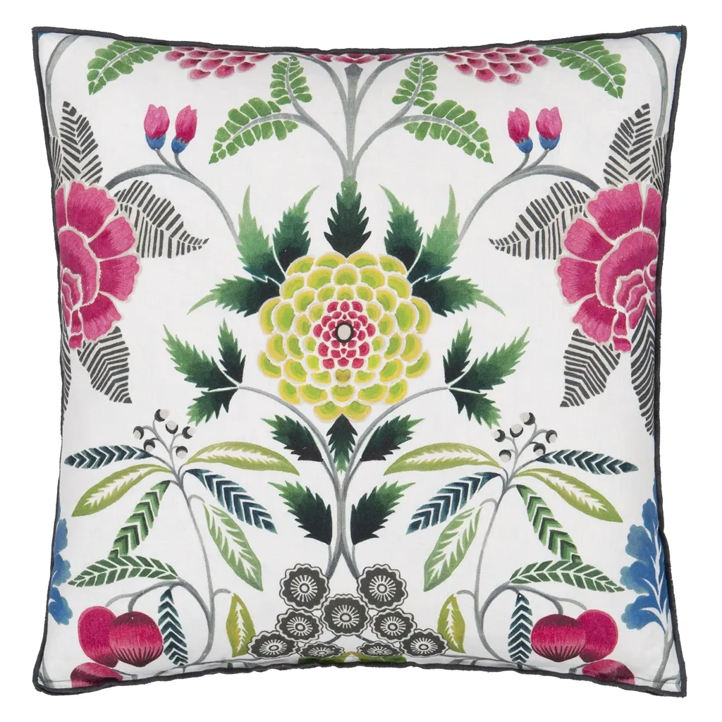 Brocart Decoratif Fuchsia Linen Cushion - Designers Guild