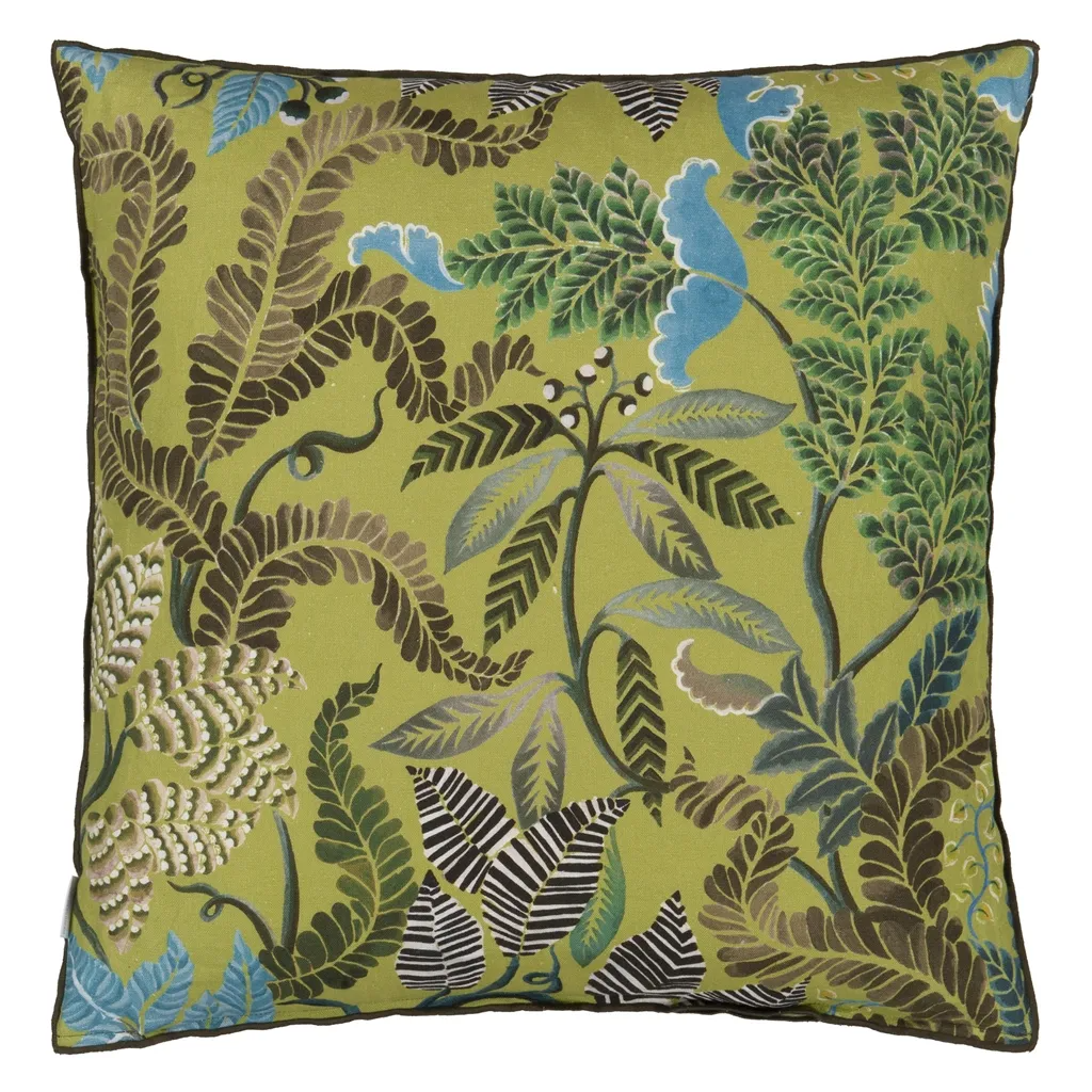 Brocart Decoratif Moss Linen Cushion - Designers Guild