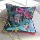Bouquet De Roses Turquoise Cotton Cushion - Designers Guild