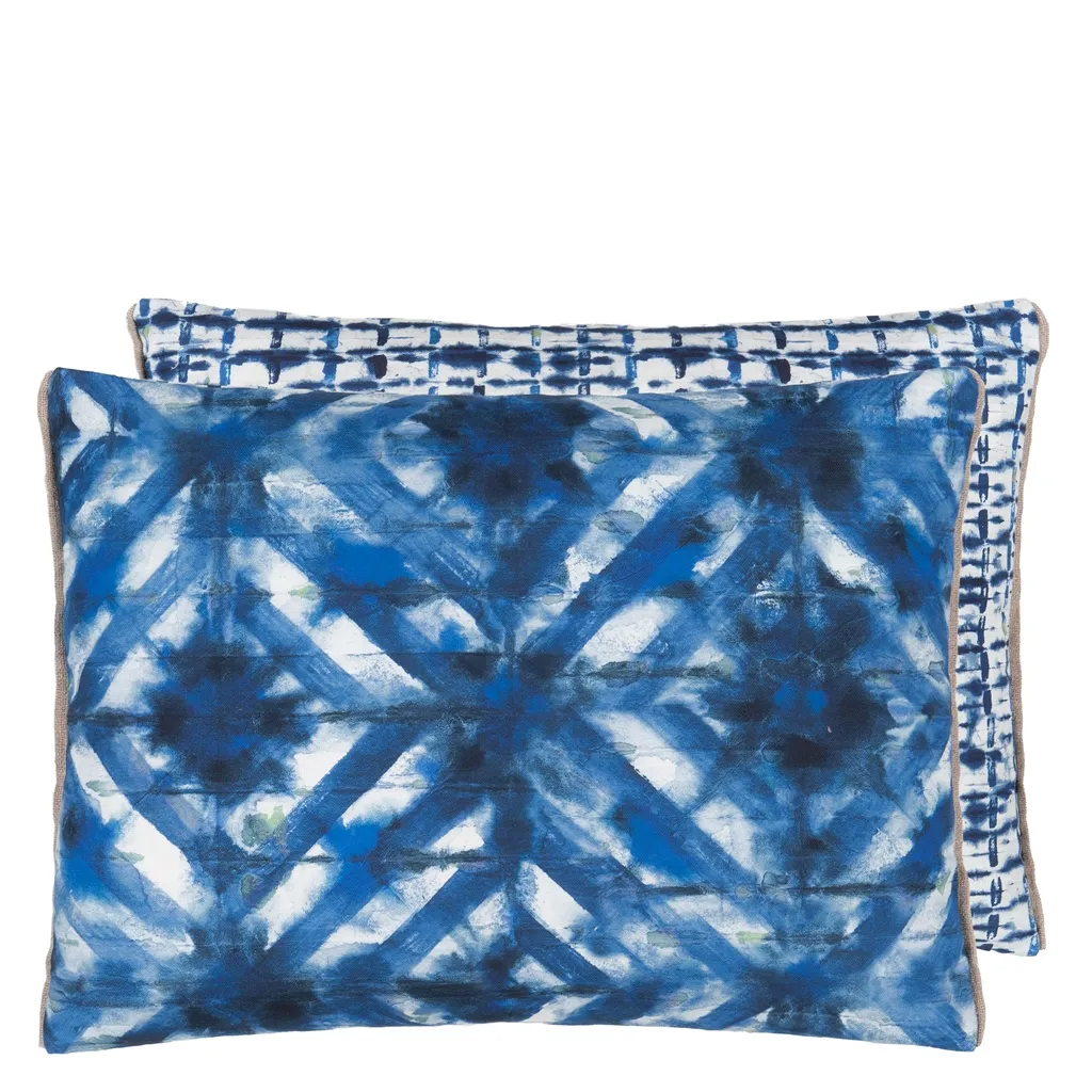 Parquet Batik Indigo Cotton Cushion - Designers Guild