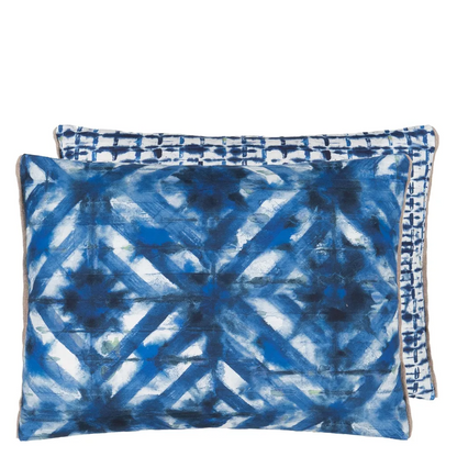 Parquet Batik Indigo Cotton Cushion - Designers Guild