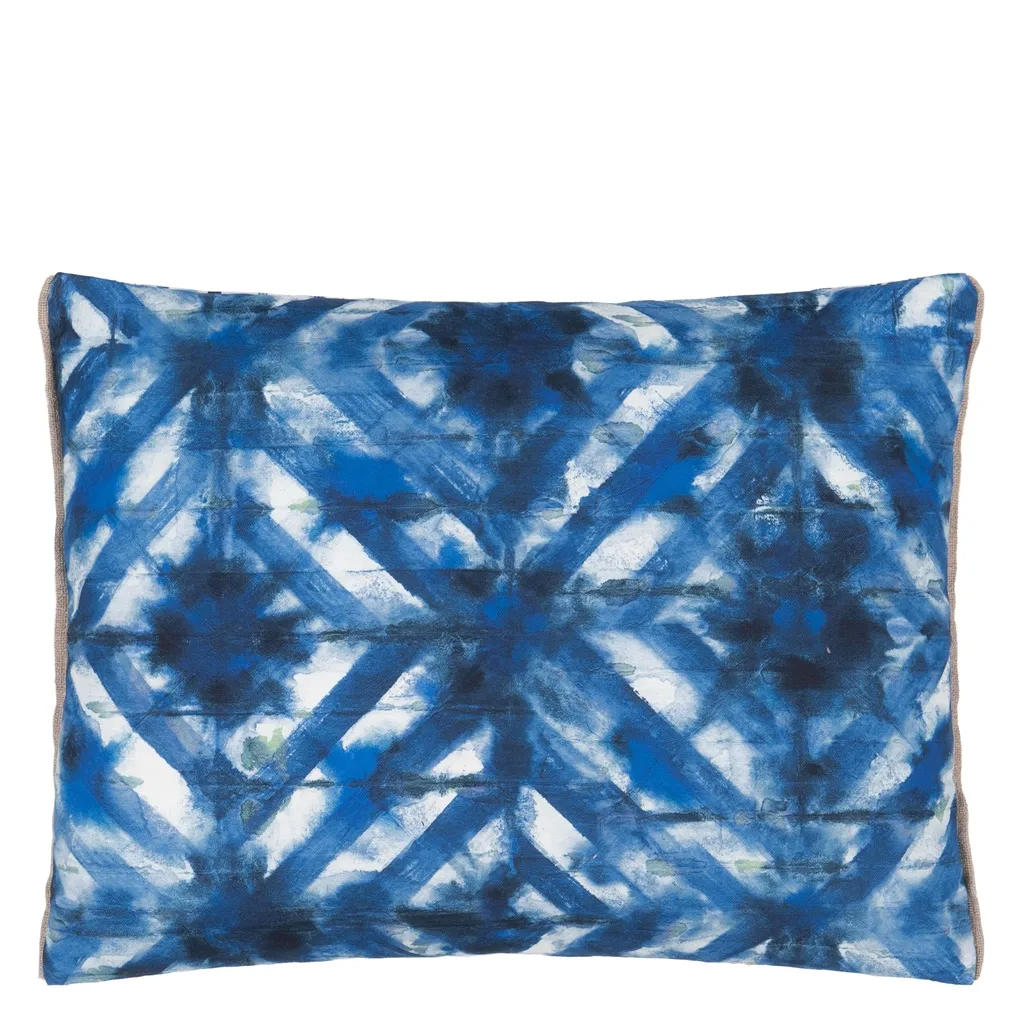Parquet Batik Indigo Cotton Cushion - Designers Guild