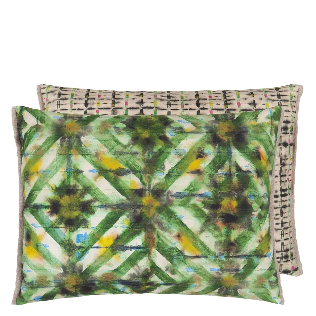 Parquet Batik Forest Cotton Cushion - Designers Guild