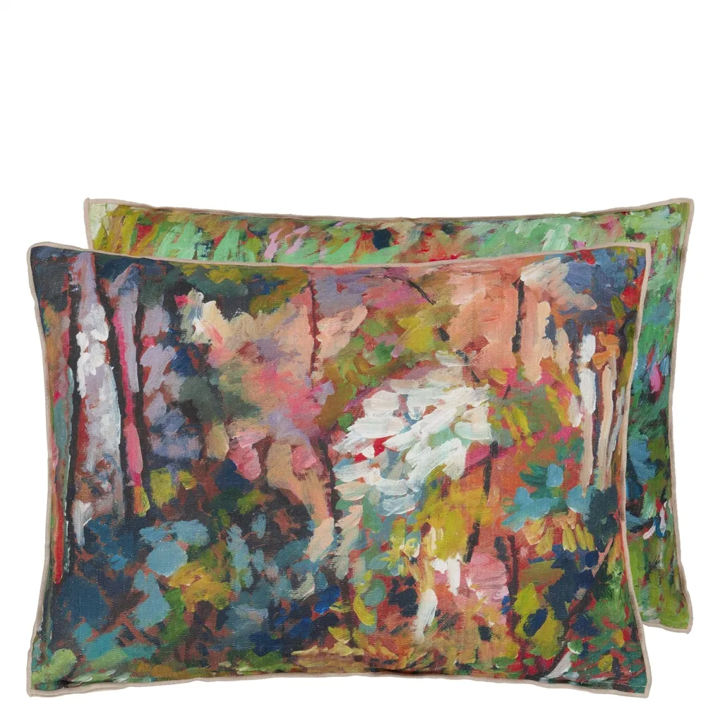 Foret Impressionniste Forest Cotton Cushion - Designers Guild