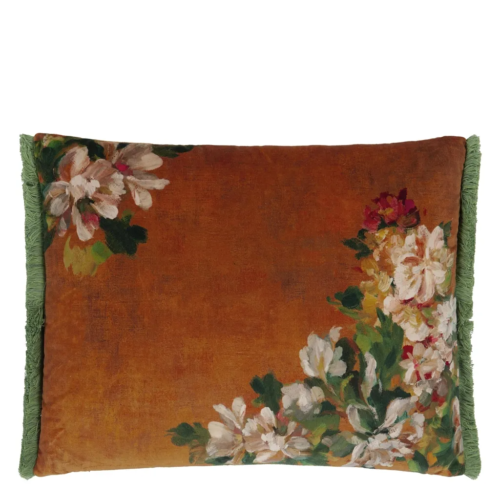 Fleurs D Artistes Velours Terracotta Cushion - Designers Guild