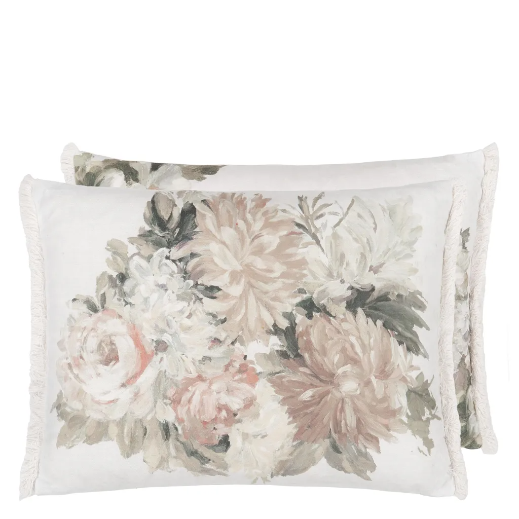 Fleurs D Artistes Sepia Cotton Cushion - Designers Guild