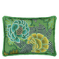 Rose De Damas Embroidered Jade Cotton Cushion - Designers Guild