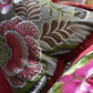 Rose De Damas Embroidered Cranberry Cotton Cushion - Designers Guild