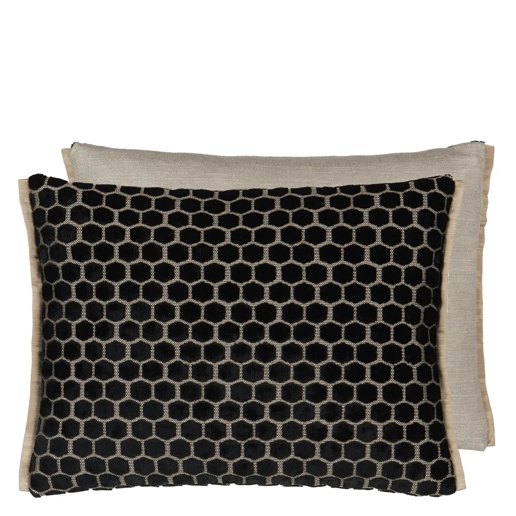 Jabot Noir Velvet Cushion - Designers Guild