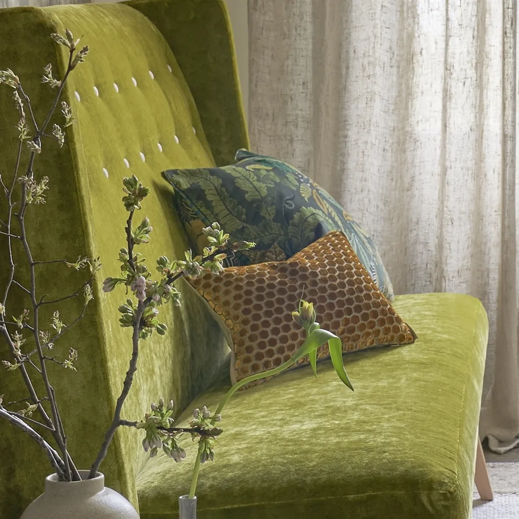 Jabot Mustard Velvet Cushion - Designers Guild