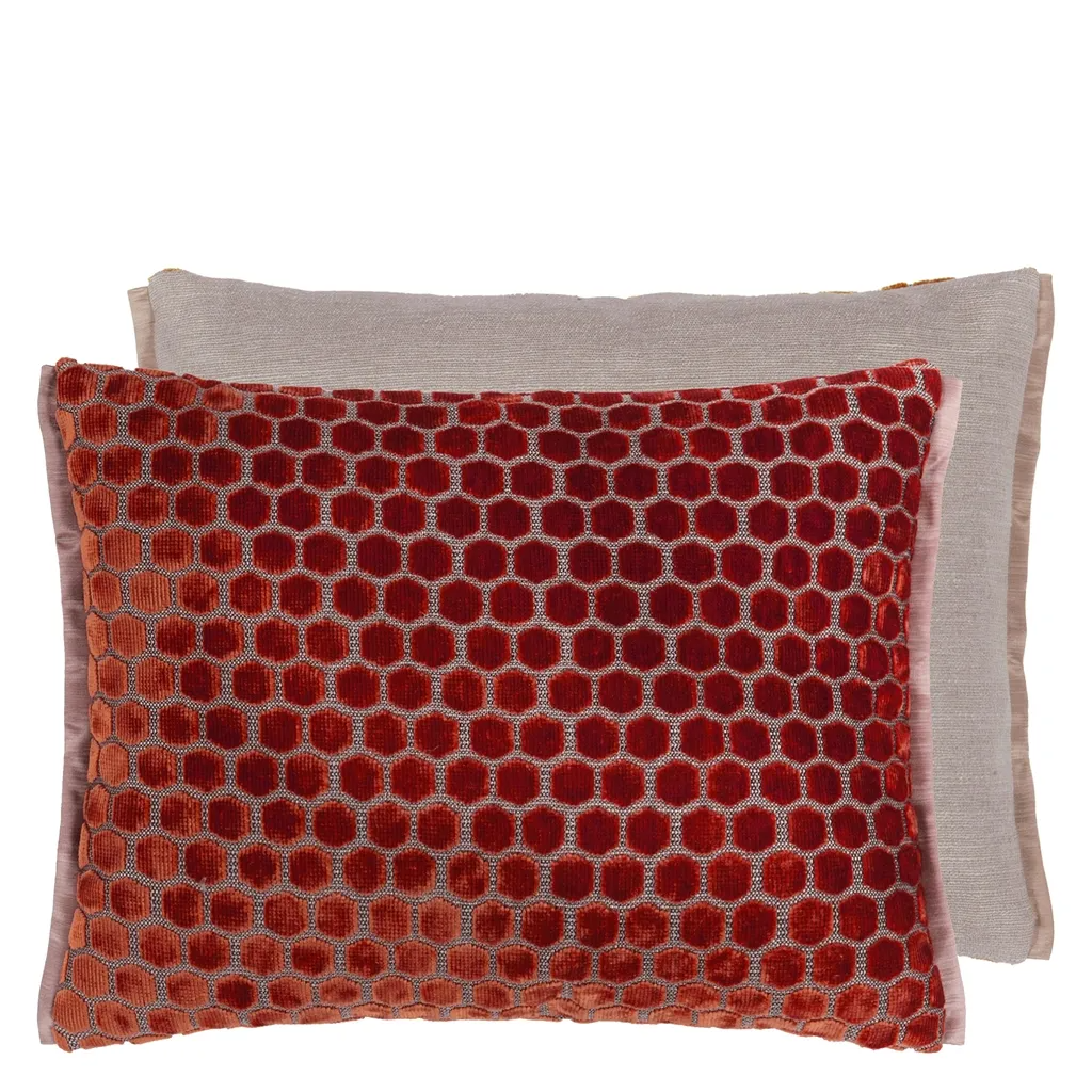 Jabot Pimento Velvet Cushion - Designers Guild