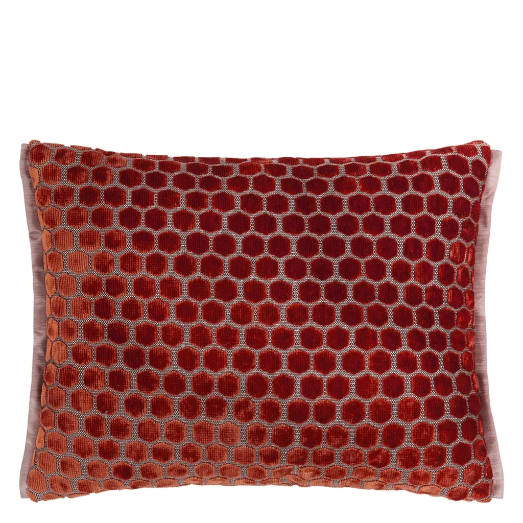 Jabot Pimento Velvet Cushion - Designers Guild