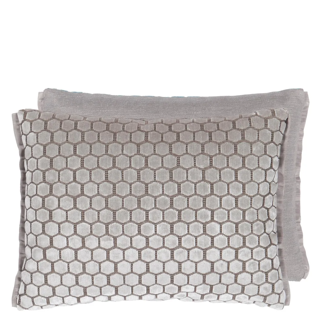 Jabot Oyster Velvet Cushion - Designers Guild