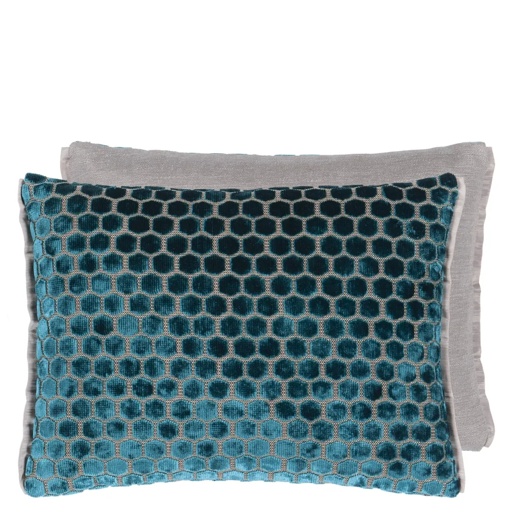 Jabot Kingfisher Velvet Cushion	Jabot Kingfisher Velvet Cushion - Designers Guild