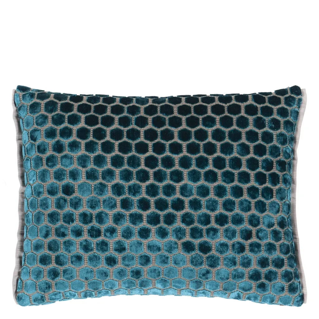 Jabot Kingfisher Velvet Cushion	Jabot Kingfisher Velvet Cushion - Designers Guild