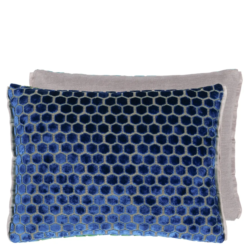 Jabot Cobalt Velvet Cushion - Designers Guild