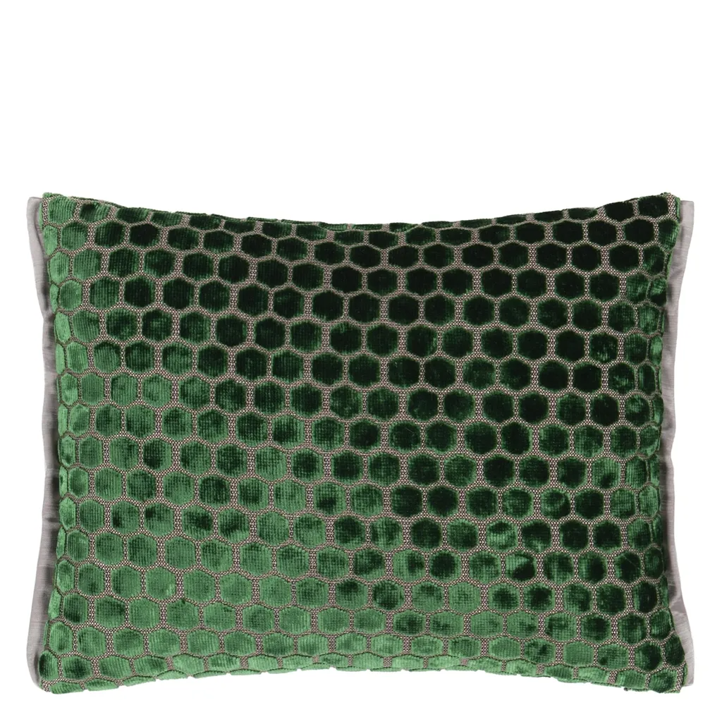Jabot Emerald Velvet Cushion - Designers Guild
