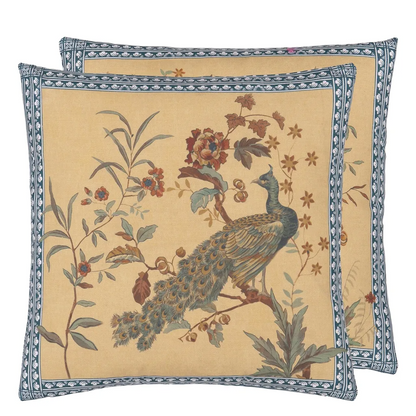 Peacock Toile Sepia Cushion - Designers Guild