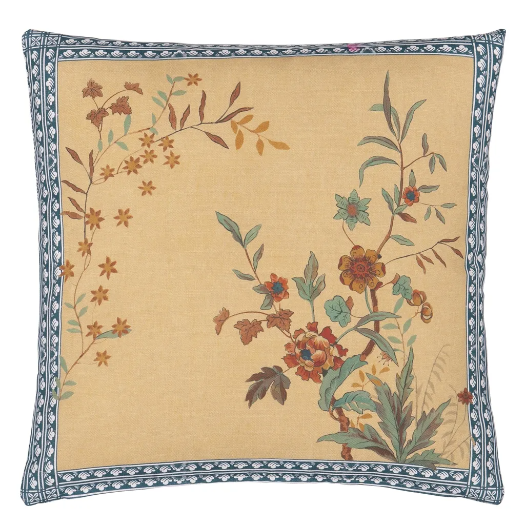 Peacock Toile Sepia Cushion - Designers Guild